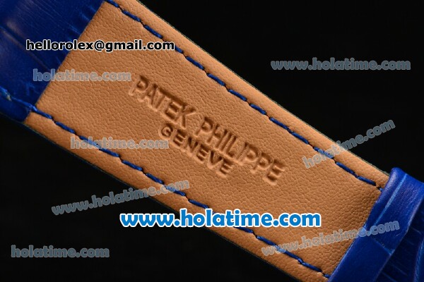 Patek Philippe Calatrava Miyota OS2035 Quartz Rose Gold Case with Blue Dial and Arabic Numeral Markers - Click Image to Close